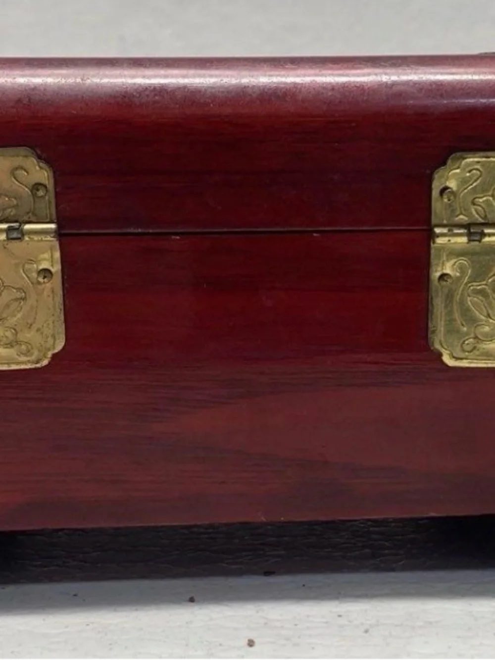 Antique-Style Red wood Jewelry Box with Brass Accents